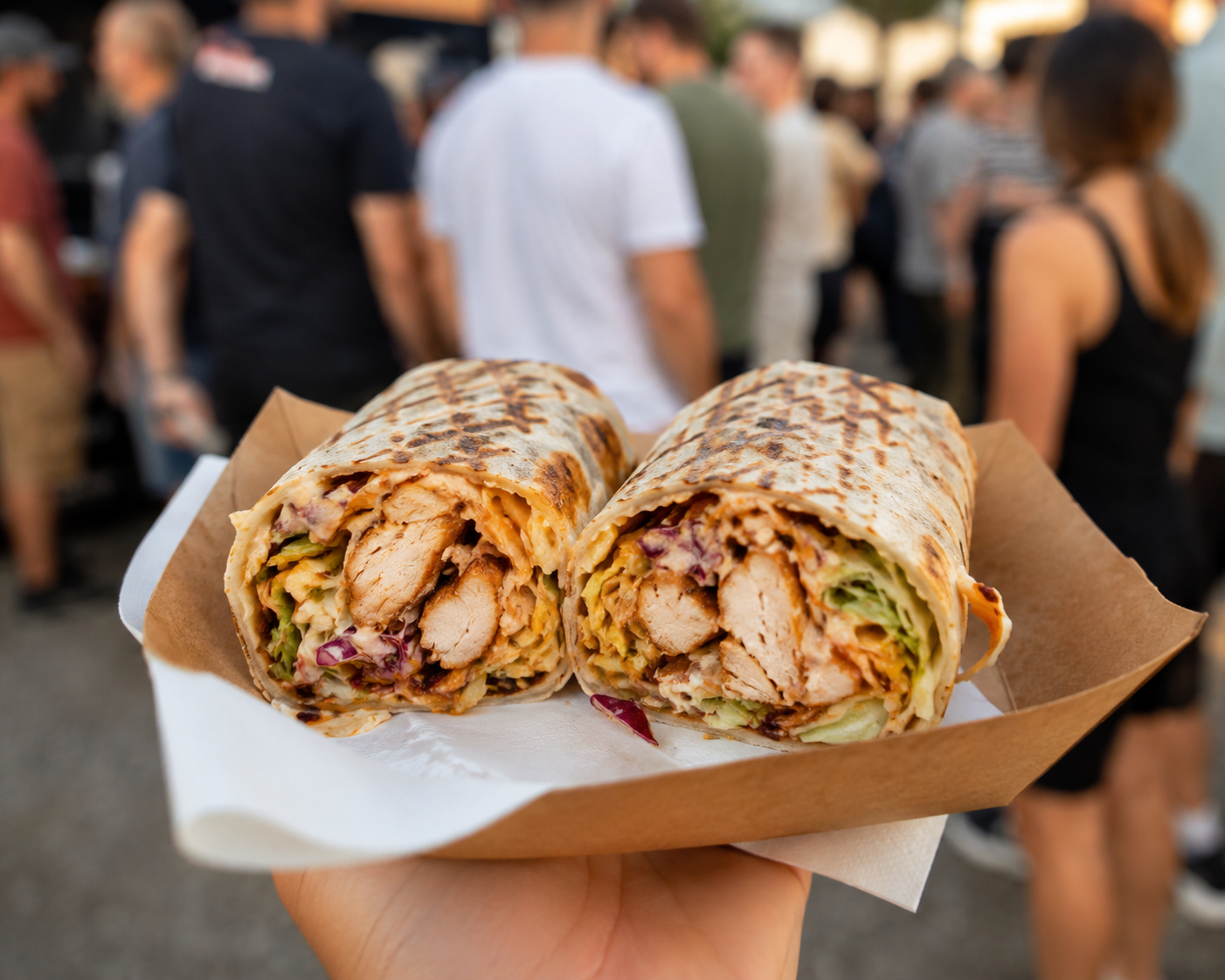 Gegrillter Chicken Wrap frisch vom Kontaktgrill